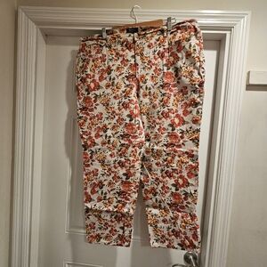 Charter Club Red and Orange Jeans Vibrant Floral Print 22W